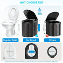 Black collapsible camping toilet, portable outdoor toilet, camping furniture Australia, lightweight camping gear, compact toilet for travel, camping sanitation solution