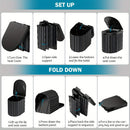Black collapsible camping toilet, portable outdoor toilet, camping furniture Australia, lightweight camping gear, compact toilet for travel, camping sanitation solution