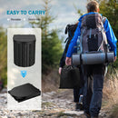 Black collapsible camping toilet, portable outdoor toilet, camping furniture Australia, lightweight camping gear, compact toilet for travel, camping sanitation solution
