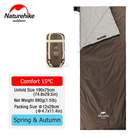 Naturehike Camping Sleeping Bag 15°C Lightweight Compact for Spring Autumn