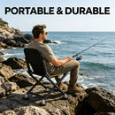 Black folding camping chair, outdoor chair, portable chair, sturdy camping chair, comfortable camping chair, camping furniture Australia