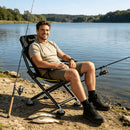 Black folding camping chair, outdoor chair, portable chair, sturdy camping chair, comfortable camping chair, camping furniture Australia