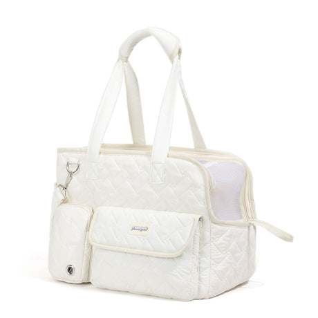 Gray White cat carrier bag, cat transportation, quilted cat carrier, cat travel, pet care, cat supplies, Australian pet carrier, cat travel bag