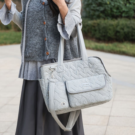 Gray White cat carrier bag, cat transportation, quilted cat carrier, cat travel, pet care, cat supplies, Australian pet carrier, cat travel bag