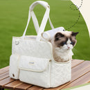 White cat carrier bag, cat transportation, quilted cat carrier, cat travel, pet care, cat supplies, Australian pet carrier, cat travel bag
