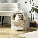 White cat backpack carrier, pet travel carrier, breathable cat backpack, stylish cat carrier, cat supplies Australia, durable cat carrier, padded cat backpack