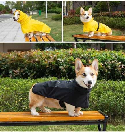 Waterproof Dog Poncho Reflective Dog Cape Dog Rainwear Pet Waterproof Clothing - Black - Size 2XL-8-12kg
