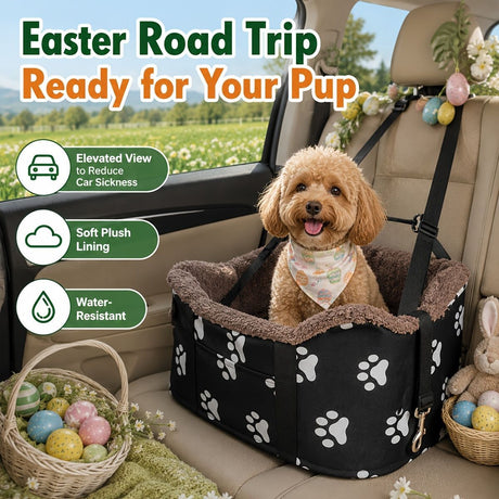 Portable Dog Carrier Dog Transport Box Furry Lining Dog Carrier High-Quality - Black - Size Regular