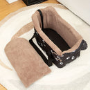 Portable Dog Carrier Dog Transport Box Furry Lining Dog Carrier High-Quality - Black - Size Regular