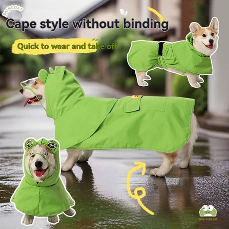 Dog Raincoat Shiba Inu Raincoat Corgi Raincoat Frog-Themed Dog Clothing - Green - Size XS-4-7.5kg
