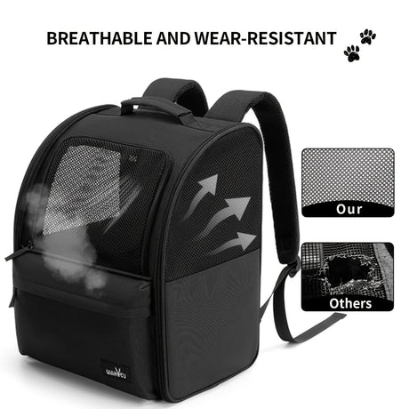 Black Blue dog carrier, skylight dog carrier, pet transport, small dog carrier, dog travel accessory, high-quality dog carrier, Australian pet carrier, small pet carrier