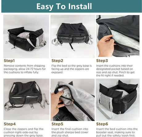 White car dog bed, dog carrier for car, pet travel accessories, dog transport in car, dog car seat, dog travel bed, Australian pet travel, secure dog carrier