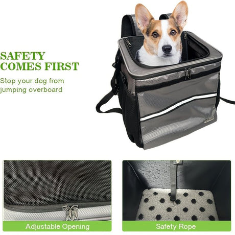 bicycle dog carrier, front mounted dog carrier, dog bike transport, pet cycling accessory, dog bike basket, Australian dog bike carrier, small dog carrier for bicycle