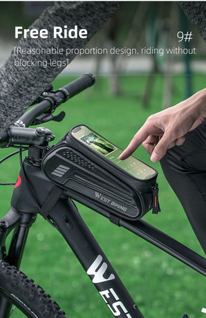 bicycle phone bag, headphone jack bike, bike phone mount, cycling phone holder, touchscreen bag, water-resistant bike bag