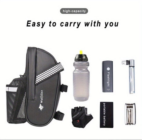 Bicycle Tail Bag with Quick Access Kettle Pocket & Reflective Safety Light