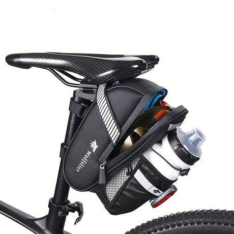 Bicycle Tail Bag with Quick Access Kettle Pocket & Reflective Safety Light