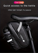 Bicycle Tail Bag with Quick Access Kettle Pocket & Reflective Safety Light