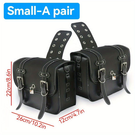 motorcycle side bags, water bottle bag, PU leather, combination lock, motorcycle accessories, durable side bags, secure storage, Australian market