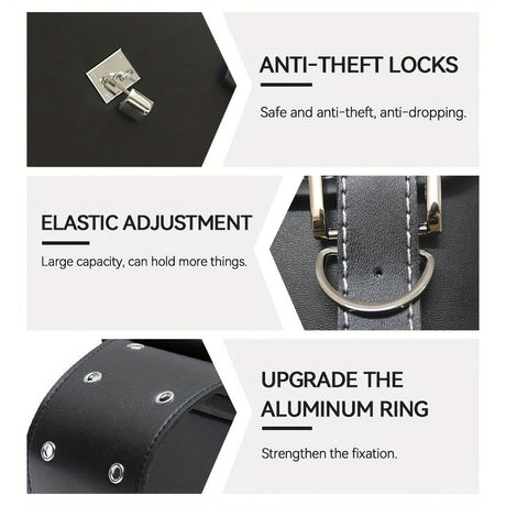 motorcycle side bags, water bottle bag, PU leather, combination lock, motorcycle accessories, durable side bags, secure storage, Australian market