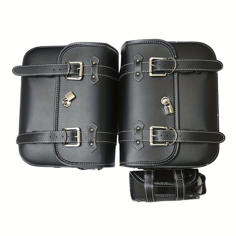 motorcycle side bags, water bottle bag, PU leather, combination lock, motorcycle accessories, durable side bags, secure storage, Australian market