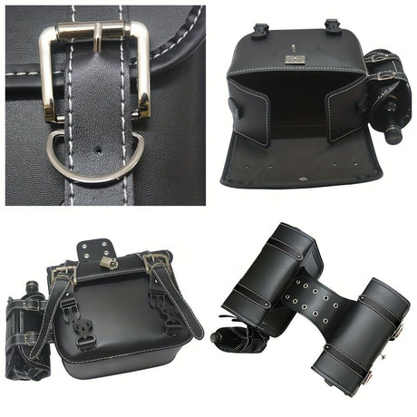 motorcycle side bags, water bottle bag, PU leather, combination lock, motorcycle accessories, durable side bags, secure storage, Australian market