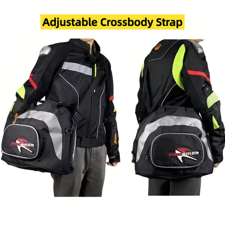 Black White motorcycle shoulder bag, Pro Biker bag, biking accessory, high-quality bag, durable bag, biker essentials, Australia biker gear, motorcycle storage bag