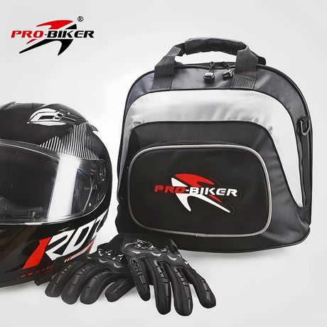 Black White motorcycle shoulder bag, Pro Biker bag, biking accessory, high-quality bag, durable bag, biker essentials, Australia biker gear, motorcycle storage bag
