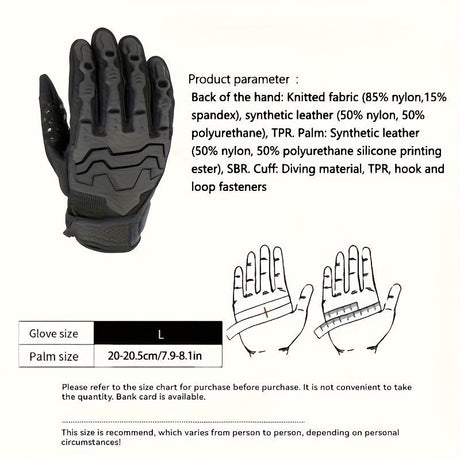Men'S Full-Finger Gloves Tactical Gloves Touchscreen Gloves MTB Gloves Hiking - Brown - Size L