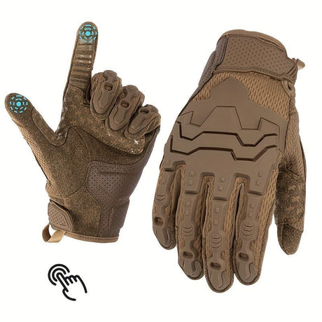 Men'S Full-Finger Gloves Tactical Gloves Touchscreen Gloves MTB Gloves Hiking - Green - Size L