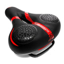 BUCKLOS saddle, wide cycling saddle, high-quality bike saddle, breathable bike saddle, black and red saddle, comfortable bike seat, durable bicycle saddle