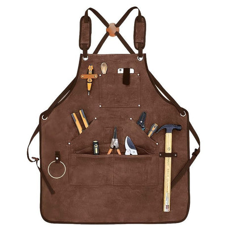 Waterproof Apron Utility Apron Work Apron Industrial Apron Tool Storage Apron - Camel - Size regular