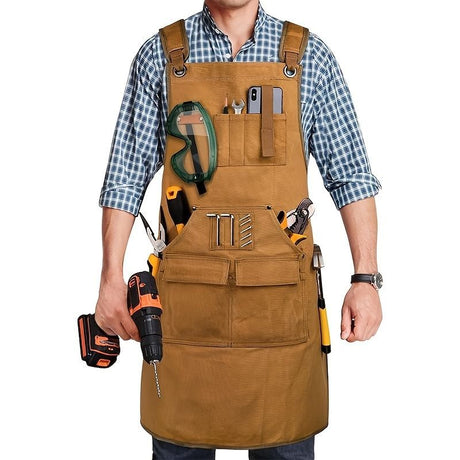 Waterproof Apron Utility Apron Work Apron Industrial Apron Tool Storage Apron - Mocha - Size regular