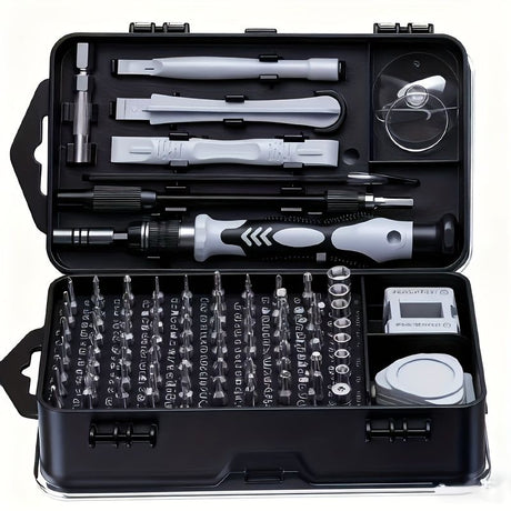 Black precision screwdriver set, drill bit set, DIY tools, professional tools, high-quality tools, electronics repair kit, compact tool set, durable screwdriver bits