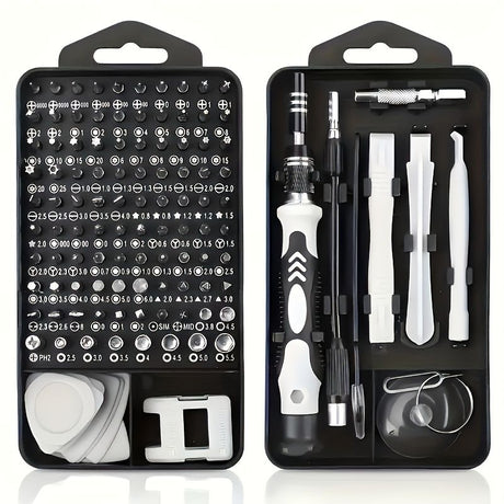 Black precision screwdriver set, drill bit set, DIY tools, professional tools, high-quality tools, electronics repair kit, compact tool set, durable screwdriver bits