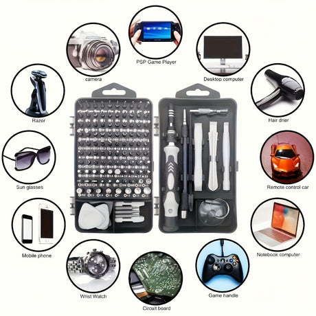 Black precision screwdriver set, drill bit set, DIY tools, professional tools, high-quality tools, electronics repair kit, compact tool set, durable screwdriver bits