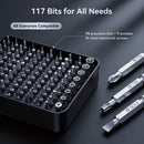 Black precision screwdriver set, drill bit set, DIY tools, professional tools, high-quality tools, electronics repair kit, compact tool set, durable screwdriver bits