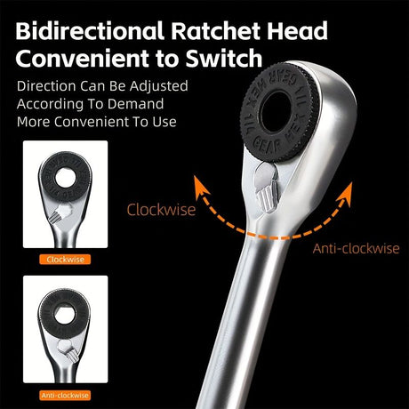 Black Silver multi functional tool set, ratchet wrench, magnetic connect rod, bidirectional ratchet, tire pry bar, quick release extension rod, tool bits, Australian DIY, car repair tool kit, mechanic set