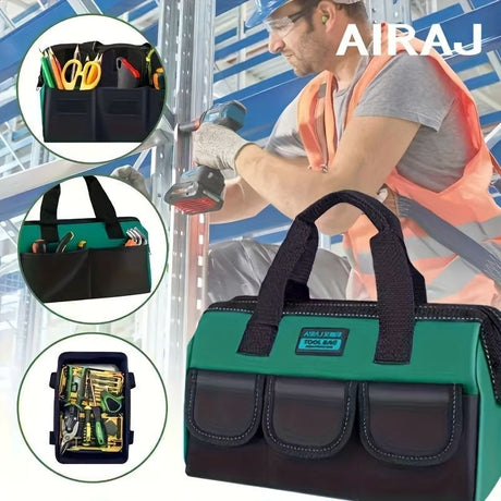 Tool Storage Bag Oxford Cloth Tool Bag Multifunctional Tool Organizer Durable - black - green - Size regular