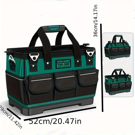 Tool Storage Bag Oxford Cloth Tool Bag Multifunctional Tool Organizer Durable - black - green - Size regular