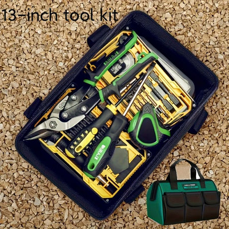 Tool Storage Bag Oxford Cloth Tool Bag Multifunctional Tool Organizer Durable - black - green - Size regular