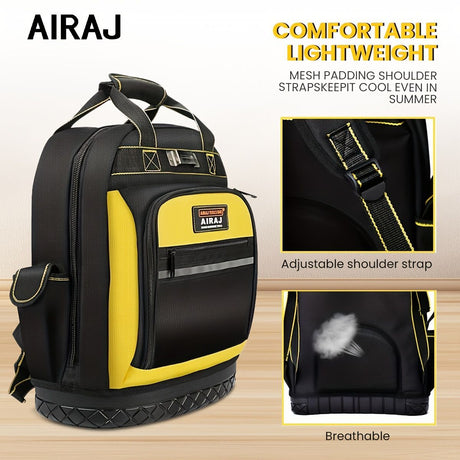 Tool Backpack Durable Tool Bag Organised Tool Storage Professional Tool - Black - Size regular