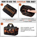 Tool Bag Heavy-Duty Tool Storage Multiple Compartments Durable Tool Bag - Black - Size regular