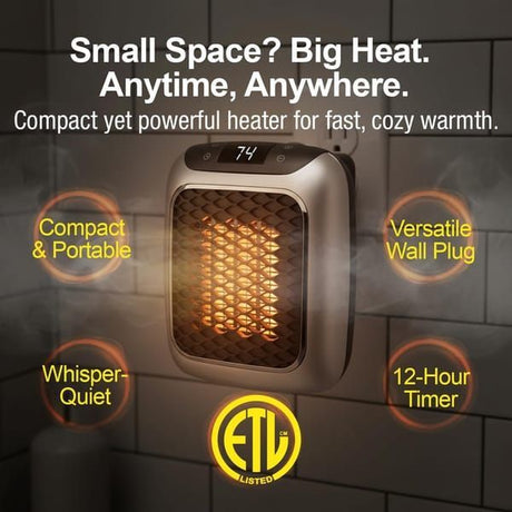 Wall-Mounted Heater Mini Electric Heater Office Heater Home Heater Fast Heating - Gray - Size Australian standard