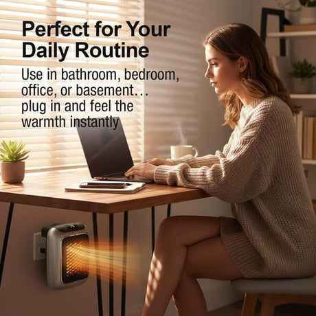 Wall-Mounted Heater Mini Electric Heater Office Heater Home Heater Fast Heating - Gray - Size Australian standard