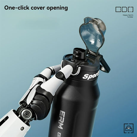 Black insulated water bottle, sports bottle 1000ml, 316 stainless steel bottle, one-click water bottle, gym water bottle Australia, BPA-free bottle, vacuum insulated, leak-proof water bottle
