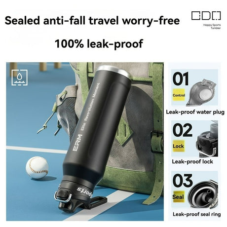 Black insulated water bottle, sports bottle 1000ml, 316 stainless steel bottle, one-click water bottle, gym water bottle Australia, BPA-free bottle, vacuum insulated, leak-proof water bottle
