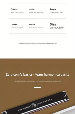 Black 28-hole harmonica, double-row harmonica, professional harmonica, diatonic harmonica, music accessory, harmonica for beginners, harmonica for professionals, Australian music store
