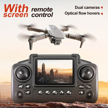 S2 MAX drone, dual-camera drone, upgraded remote control, ESC camera, long-lasting battery, 360° intelligent infrared flight, flying toy, drone gift, beginner drone, FPV drone - Gray - Size Three batteries