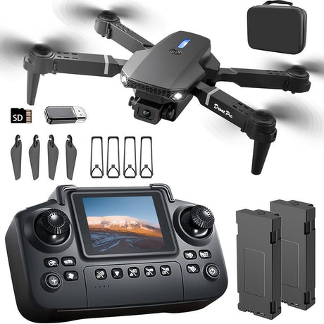 S2 MAX drone, dual-camera drone, upgraded remote control, ESC camera, long-lasting battery, 360° intelligent infrared flight, flying toy, drone gift, beginner drone, FPV drone - Gray - Size Two batteries