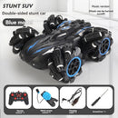 2.4G remote control car, electric stunt car, drifting car, spray function, kids toy car, double-sided stunt car, watch remote control, outdoor RC toy, rechargeable toy car - Black and orange - Size Dual-control